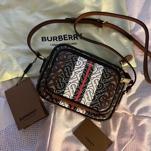 Burberry Small Monogram Stripe E-canvas Camera Bag